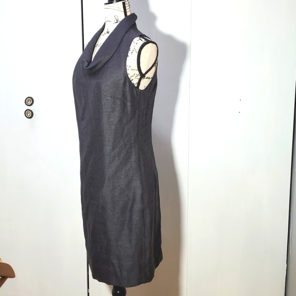 The Limited |Gray Sheen Sheath Midi Dress Evening Lined Sleeveless Neutral Sz.6